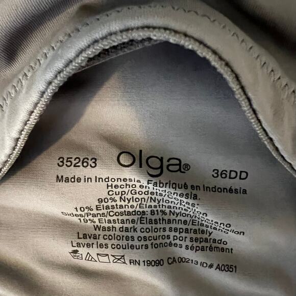 Olga Cami Lace Bra Womens 36DD Gray Full Coverage Underwire Support Classic - Picture 5 of 5